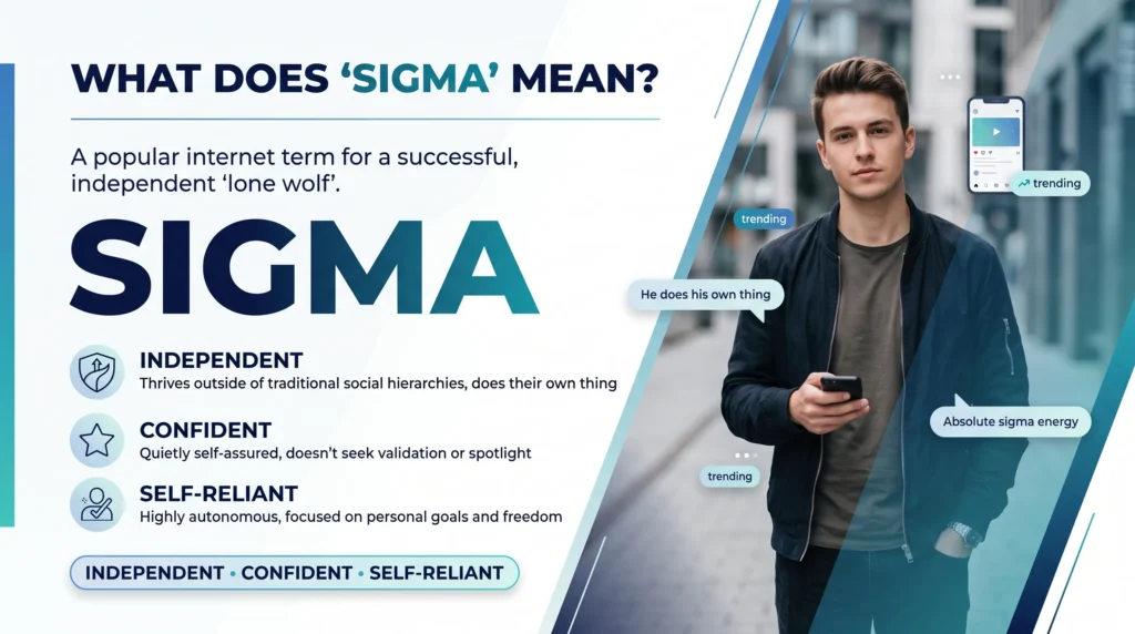 Sigma meaning infographic explaining the popular internet slang term