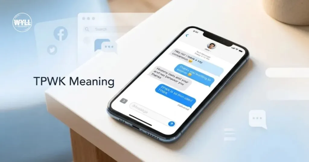 TPWK meaning in text and online slang shown through a smartphone conversation