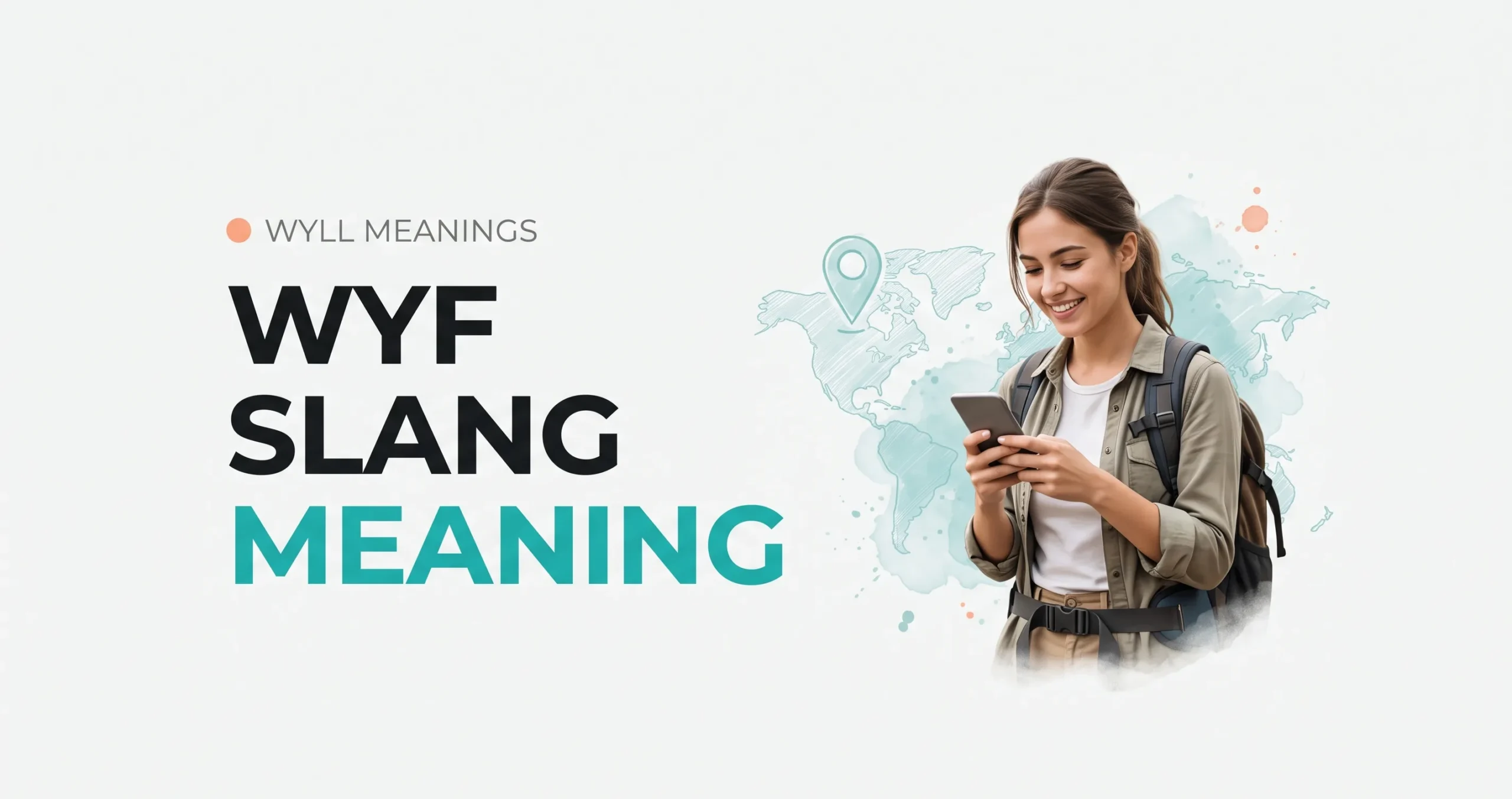 Wyf slang meaning explained with a woman holding a phone, featuring bold text and a clean, modern design.
